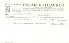 Zamówienie do księgarni Oscara Rothackera w Berlinie