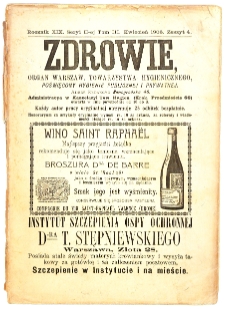 Zdrowie : miesięcznik poświęcony hygienie publicznej i prywatnej 1903 T. 19 nr 4