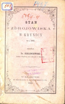 Stan zdrojowiska w Krynicy w r. 1861