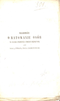 Widomości o ratowaniu osób w stanie pozornej śmierci,albo nagłą utratą życia zagrożonych.