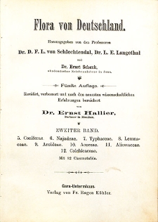 Flora von Deutschland. Band 2: Coniferae, Najadeae, Typhaceae, Lemnaceae, Aroideae, Acoreae, Alismaceae, Colchicaceae.