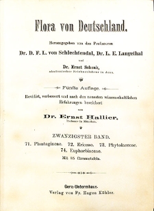 Flora von Deutschland. Band 20: Plantagineae, Ericeae, Phytolacceae, Euphorbiaceae