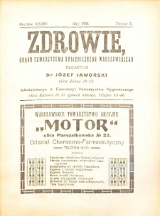 Zdrowie : miesięcznik poświęcony hygienie publicznej i prywatnej 1918 T. 34 nr 5