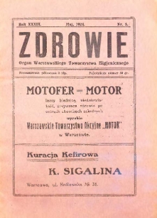 Zdrowie : miesięcznik poświęcony hygienie publicznej i prywatnej 1924 T. 39 nr 5