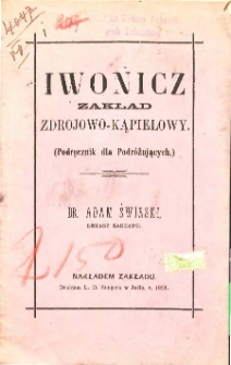 Iwonicz jako Zakład Zdrojowo-Kąpielowy(Podręcznik dla podróżujących)