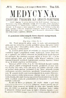 Medycyna czasopismo tygodniowe dla lekarzy praktycznych 1884 T. XII nr 9