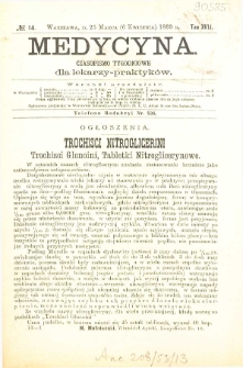 Medycyna czasopismo tygodniowe dla lekarzy praktycznych 1888-1889 T. XVII nr 14