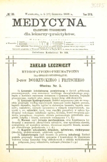 Medycyna czasopismo tygodniowe dla lekarzy praktycznych 1888-1889 T. XVII nr 33