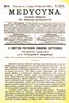 Medycyna czasopismo tygodniowe dla lekarzy praktycznych 1896 T. XXIV nr 5