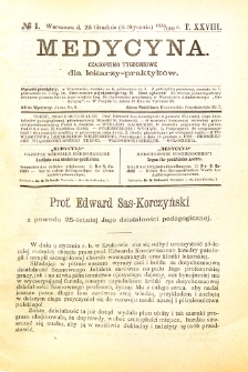 Medycyna. Czasopismo tygodniowe dla lekarzy praktycznych 1900 T. XXVIII nr 1