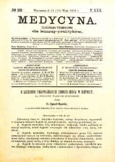 Medycyna. Czasopismo tygodniowe dla lekarzy praktycznych 1901-1902 T.XXX nr 22