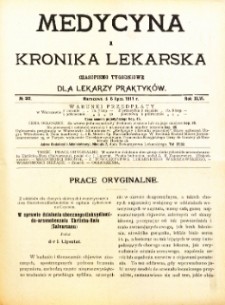 Medycyna i Kronika Lekarska : czasopiosmo tygodniowe dla lekarzy praktyków 1911, R. XLVI nr 27