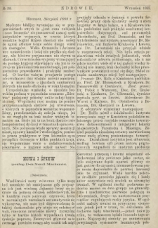 Zdrowie : miesięcznik poświęcony hygienie publicznej i prywatnej 1888 T. 4 nr 36