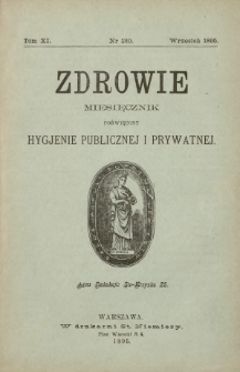 Zdrowie : miesięcznik poświęcony hygjenie publicznej i prywatnej 1895 T. 11 nr 120