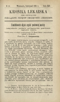 Kronika Lekarska : pismo poświęcone przeglądowi postępów umiejętności lekarskich 1891 R. 12 nr 11