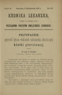 Kronika Lekarska : pismo poświęcone przeglądowi postępów umiejętności lekarskich 1895 R. 16 z. 14