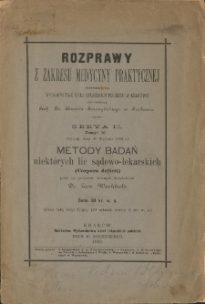 Metody badań niekt&oacute;rych lic sądowo-lekarskich : (corpora delicti)