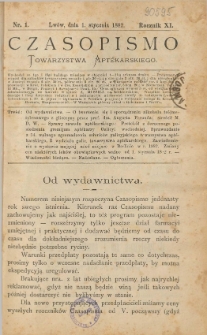 Czasopismo Towarzystwa Aptekarskiego 1882 R.XI nr 1
