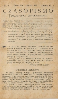 Czasopismo Towarzystwa Aptekarskiego 1882 R.XI nr 2