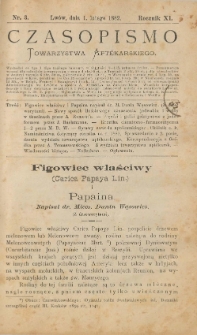 Czasopismo Towarzystwa Aptekarskiego 1882 R.XI nr 3