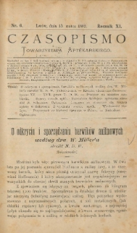 Czasopismo Towarzystwa Aptekarskiego 1882 R.XI nr 6