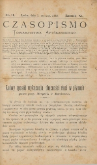 Czasopismo Towarzystwa Aptekarskiego 1882 R.XI nr 11