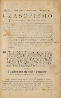Czasopismo Towarzystwa Aptekarskiego 1882 R.XI nr 12