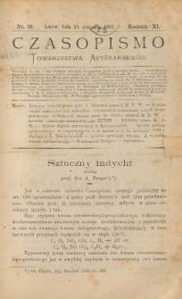 Czasopismo Towarzystwa Aptekarskiego 1882 R.XI nr 17