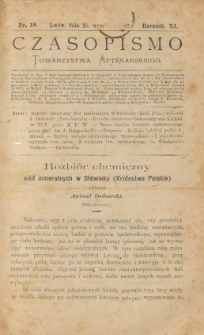 Czasopismo Towarzystwa Aptekarskiego 1882 R.XI nr 18