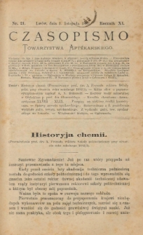 Czasopismo Towarzystwa Aptekarskiego 1882 R.XI nr 21