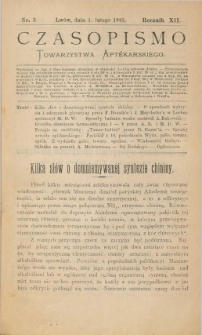 Czasopismo Towarzystwa Aptekarskiego 1883 R.XII nr3