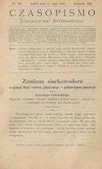 Czasopismo Towarzystwa Aptekarskiego 1883 R.XII nr 10