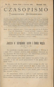 Czasopismo Towarzystwa Aptekarskiego 1883 R.XII nr 11