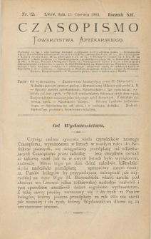 Czasopismo Towarzystwa Aptekarskiego 1883 R.XII nr 12