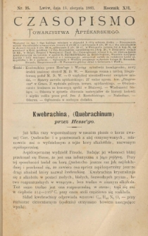 Czasopismo Towarzystwa Aptekarskiego 1883 R.XII nr 16