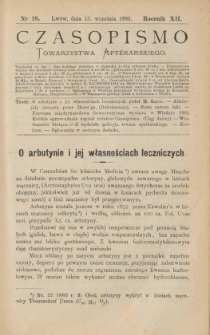 Czasopismo Towarzystwa Aptekarskiego 1883 R.XII nr 18