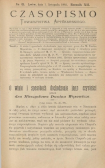 Czasopismo Towarzystwa Aptekarskiego 1883 R.XII nr 21