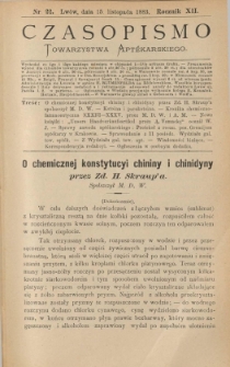 Czasopismo Towarzystwa Aptekarskiego 1883 R.XII nr 22