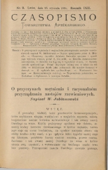 Czasopismo Towarzystwa Aptekarskiego 1884 R.XIII nr 2