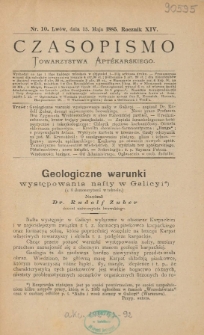 Czasopismo Towarzystwa Aptekarskiego 1885 R.XIV nr 10