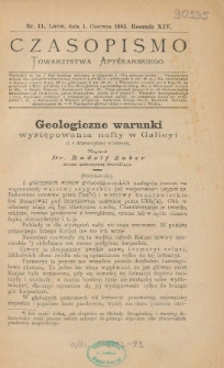 Czasopismo Towarzystwa Aptekarskiego 1885 R.XIV nr 11