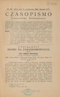 Czasopismo Towarzystwa Aptekarskiego 1885 R.XIV nr 20