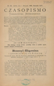 Czasopismo Towarzystwa Aptekarskiego 1885 R.XIV nr 21