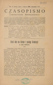 Czasopismo Towarzystwa Aptekarskiego 1886 R.XV nr 3