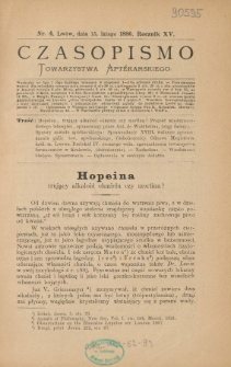 Czasopismo Towarzystwa Aptekarskiego 1886 R.XV nr 4