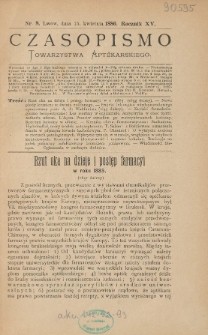 Czasopismo Towarzystwa Aptekarskiego 1886 R.XV nr 8