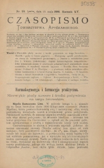 Czasopismo Towarzystwa Aptekarskiego 1886 R.XV nr 10