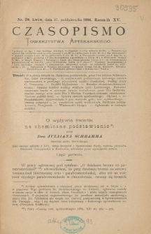 Czasopismo Towarzystwa Aptekarskiego 1886 R.XV nr 20