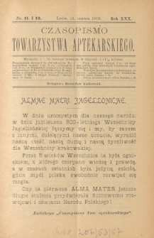 Czasopismo Towarzystwa Aptekarskiego 1990 R.XXX nr 11-12