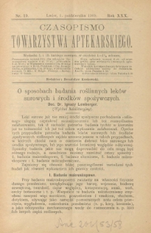 Czasopismo Towarzystwa Aptekarskiego 1990 R.XXX nr 19
